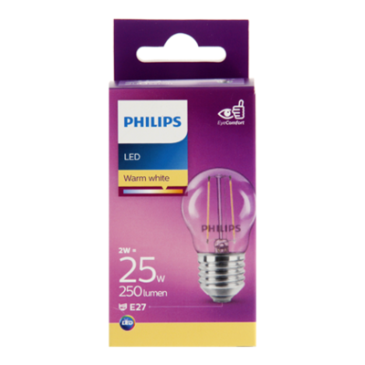 Philips LED filament kogel 25W E27 box